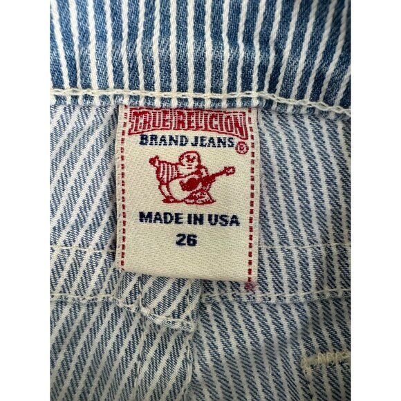 True Religion Womens Striped Denim Shorts Size 26 100% Cotton Made In USA NWT - Picture 3 of 11